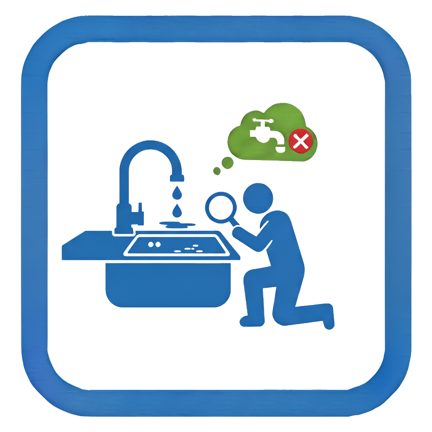 A person inspecting kitchen sink