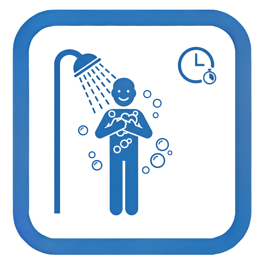 A person taking a short shower